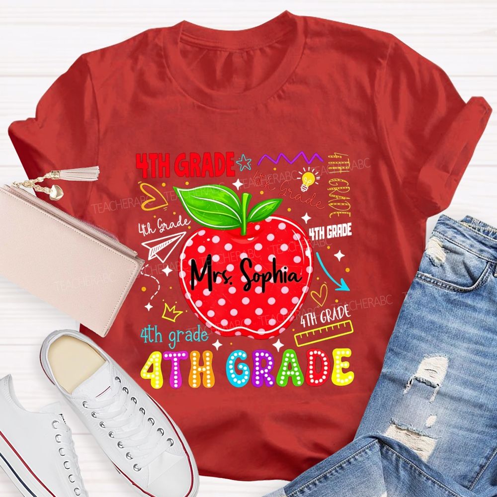 Personalized Name And Grade My Happy Classroom Life Teacher T-shirt