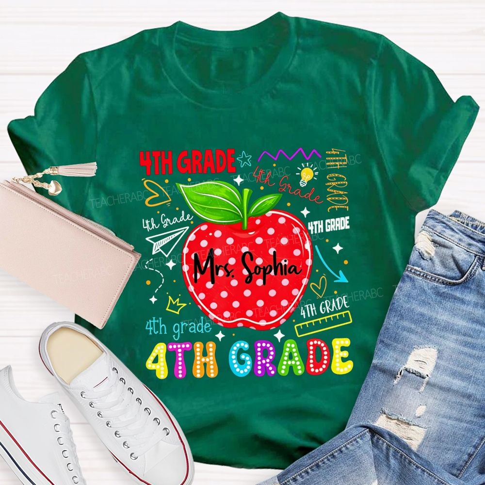Personalized Name And Grade My Happy Classroom Life Teacher T-shirt