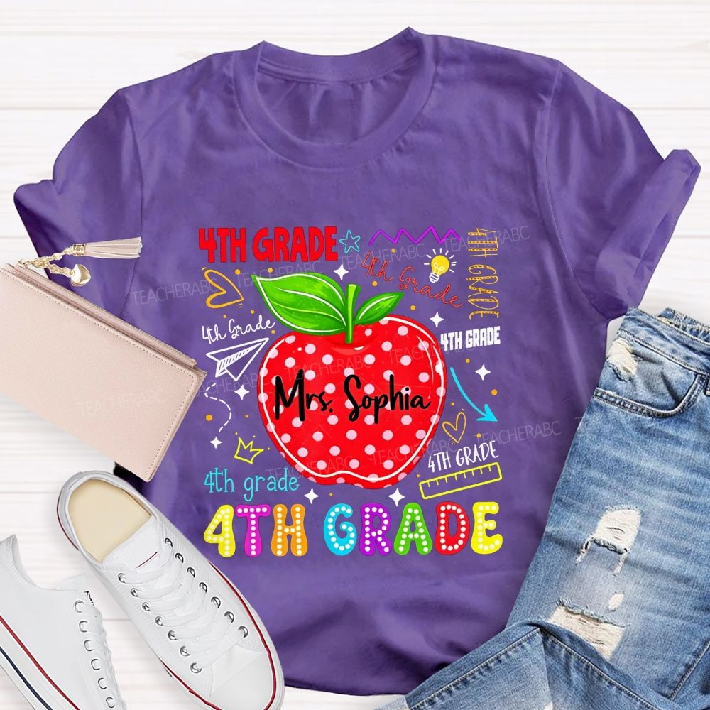 Personalized Name And Grade My Happy Classroom Life Teacher T-shirt