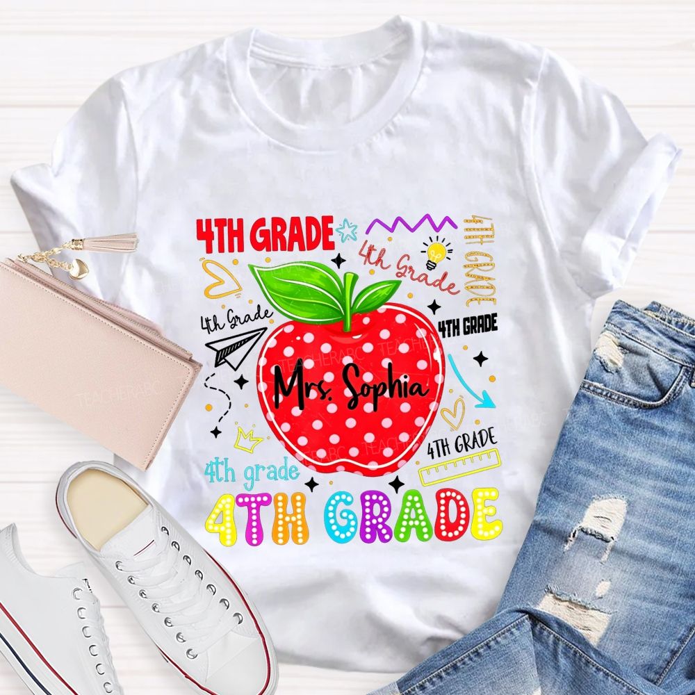Personalized Name And Grade My Happy Classroom Life Teacher T-shirt