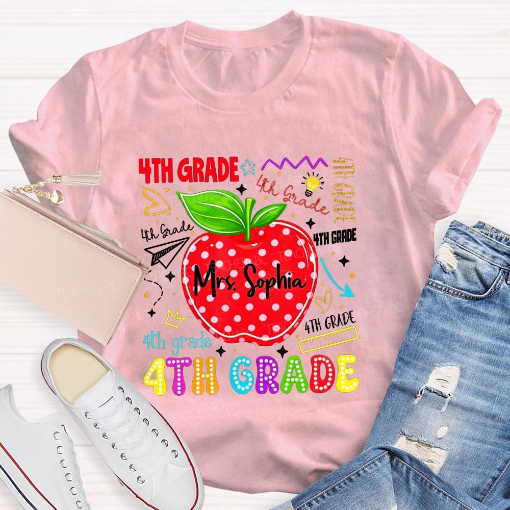 Personalized Name And Grade My Happy Classroom Life Teacher T-shirt