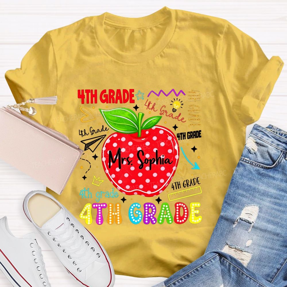 Personalized Name And Grade My Happy Classroom Life Teacher T-shirt