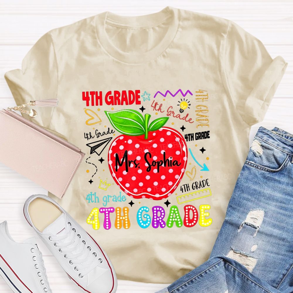 Personalized Name And Grade My Happy Classroom Life Teacher T-shirt