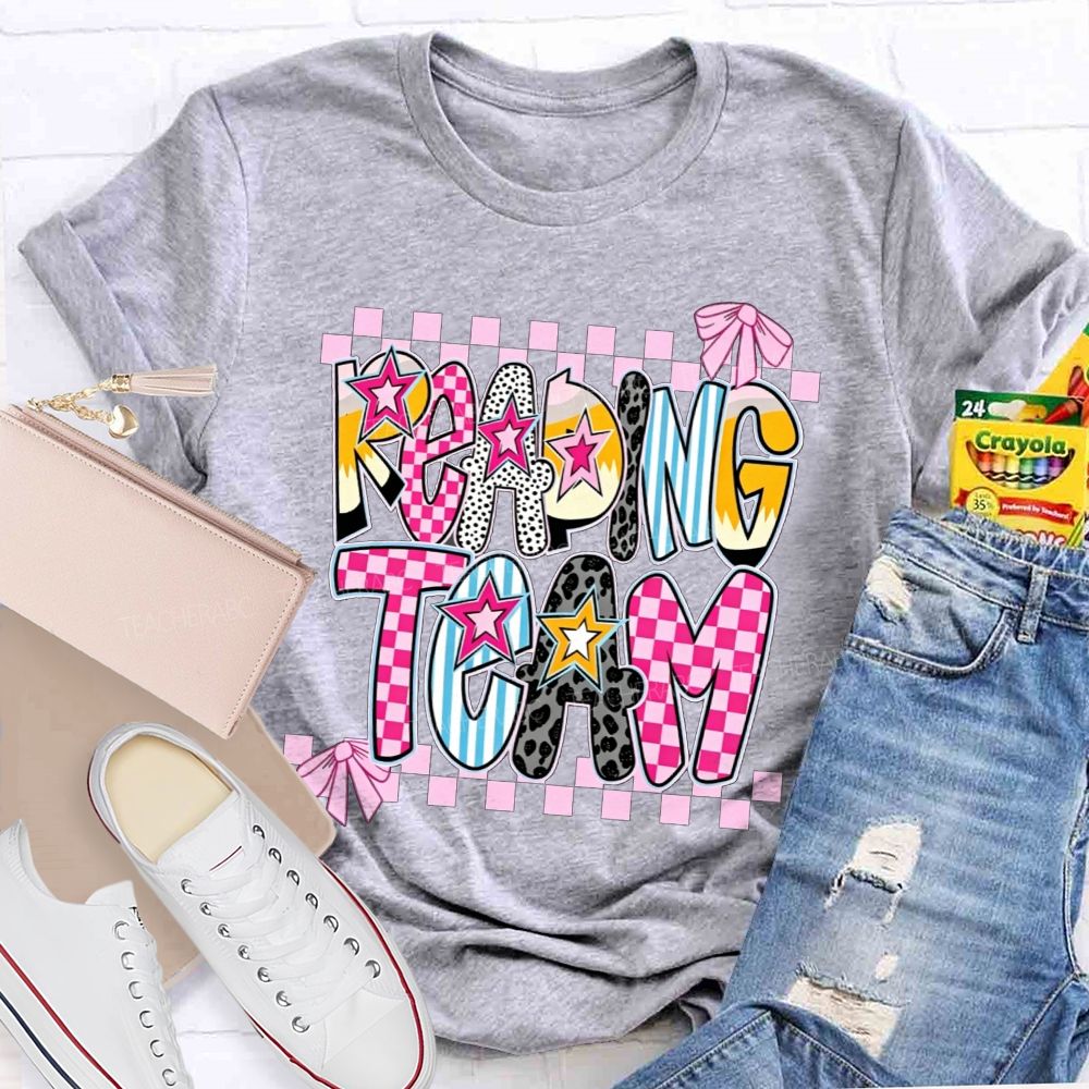 Reading Team Leopard Checkered Bow Teacher T-shirt