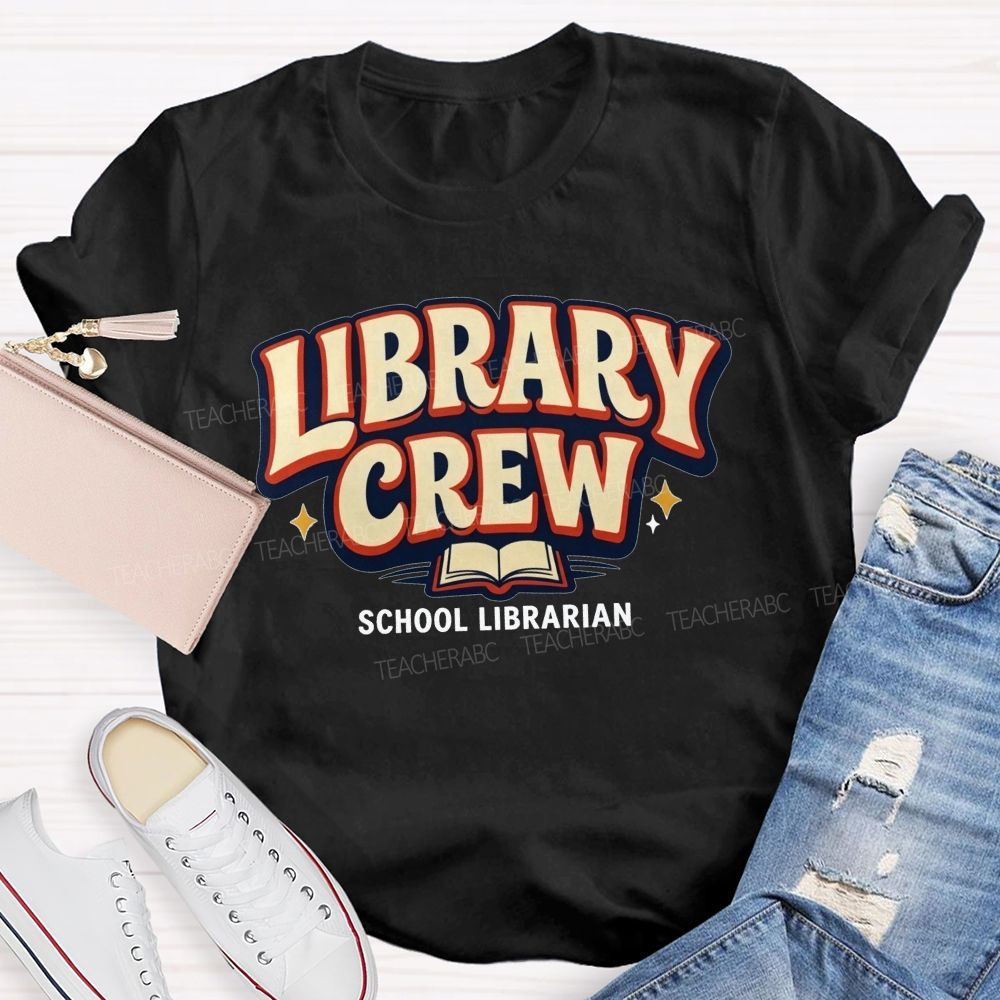 Library Crew And School Librarian Keeping Books And Readers Connected Teacher T-shirt