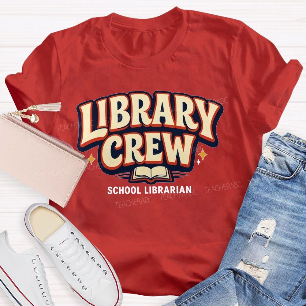 Library Crew And School Librarian Keeping Books And Readers Connected Teacher T-shirt