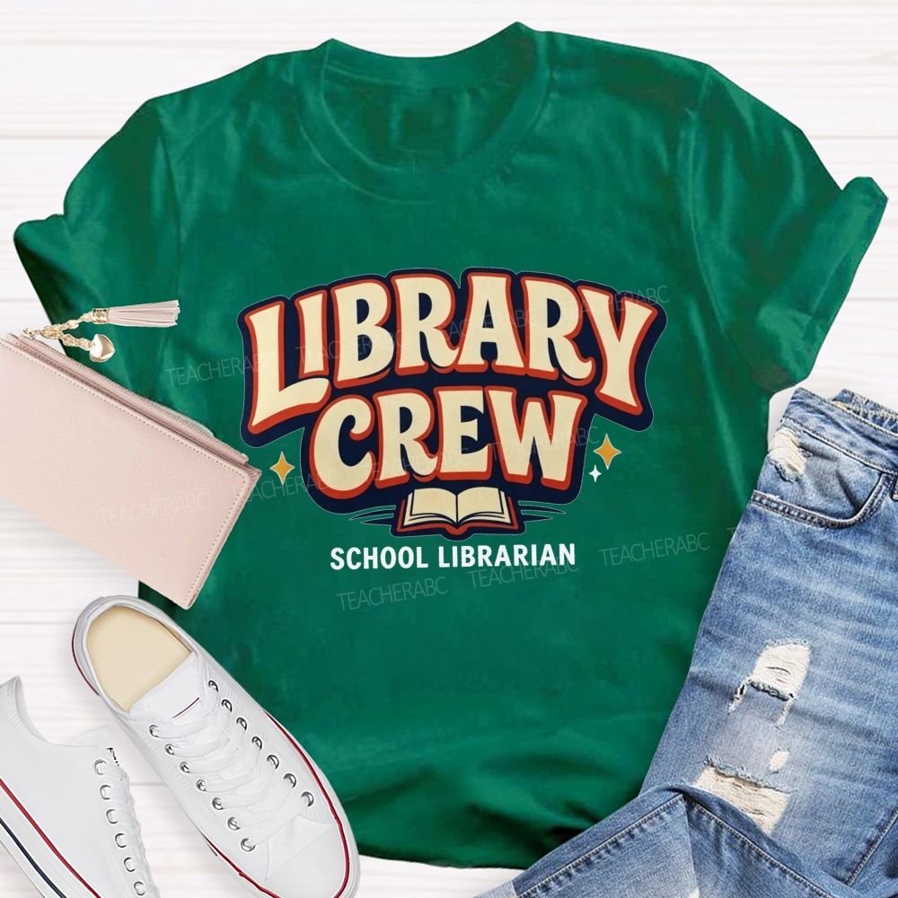 Library Crew And School Librarian Keeping Books And Readers Connected Teacher T-shirt