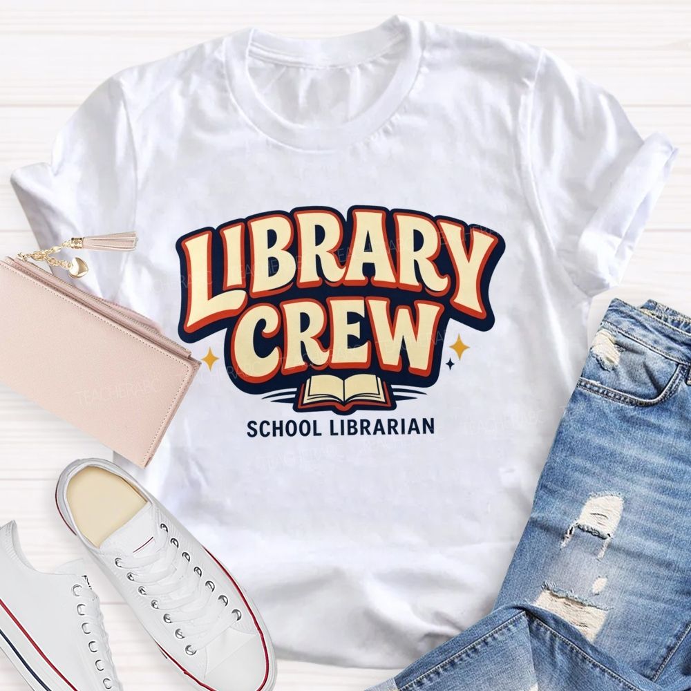 Library Crew And School Librarian Keeping Books And Readers Connected Teacher T-shirt