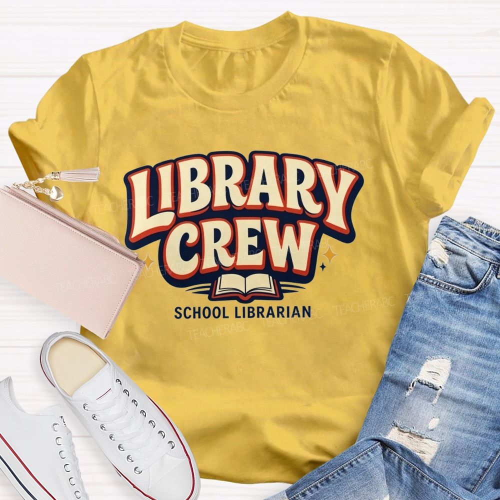 Library Crew And School Librarian Keeping Books And Readers Connected Teacher T-shirt