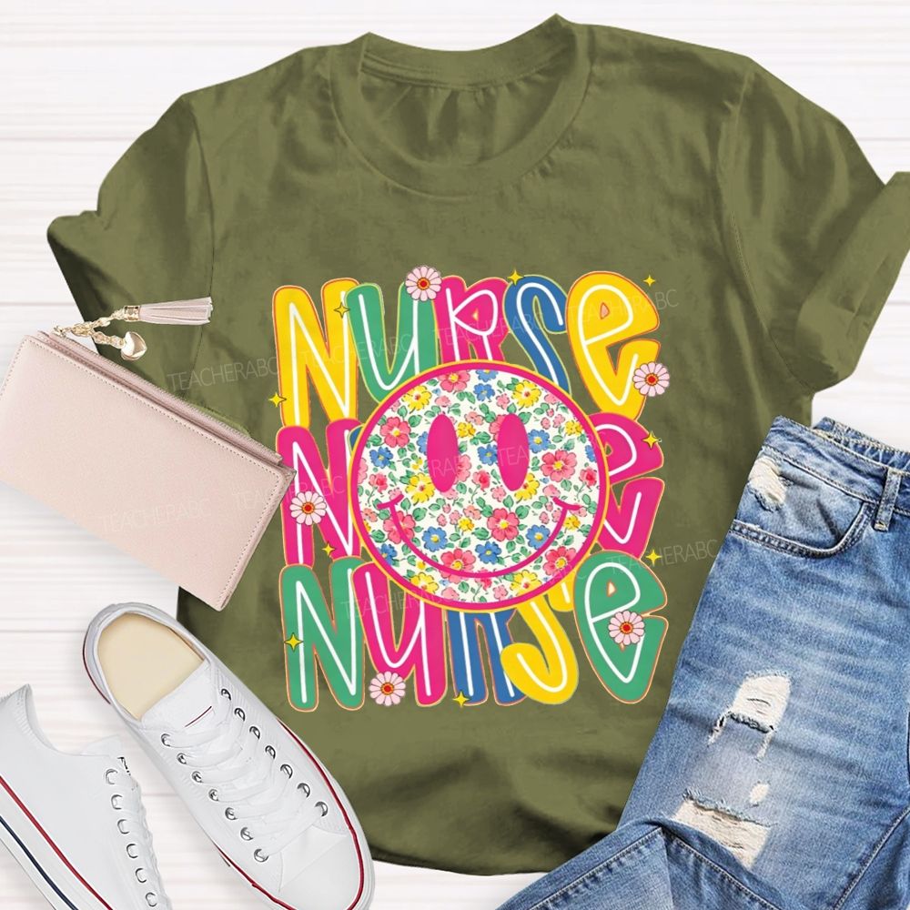 Nurse Life With Happy Floral Vibes T-shirt