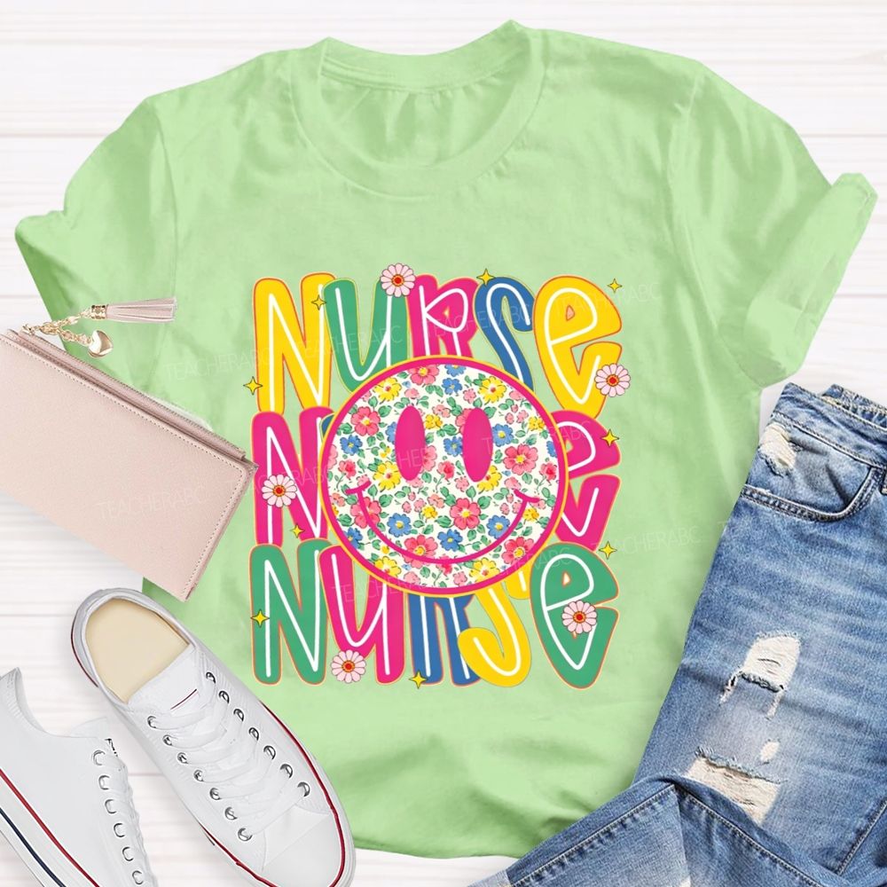 Nurse Life With Happy Floral Vibes T-shirt