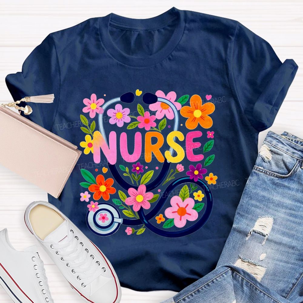 Nurse Life Surrounded By Blooms T-shirt