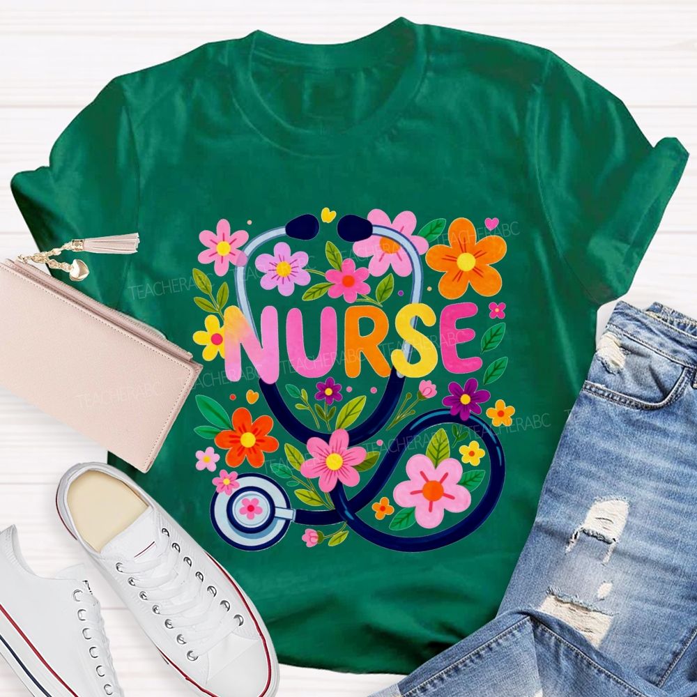 Nurse Life Surrounded By Blooms T-shirt