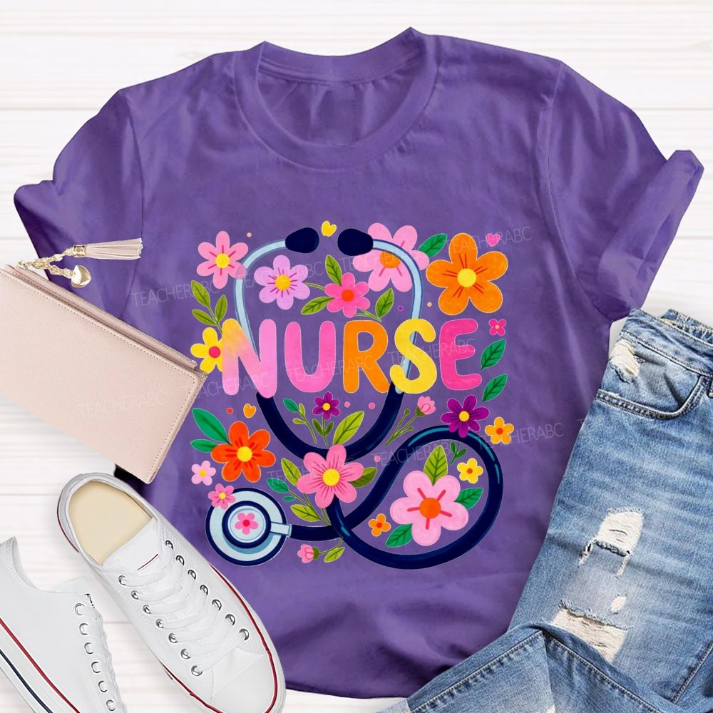 Nurse Life Surrounded By Blooms T-shirt