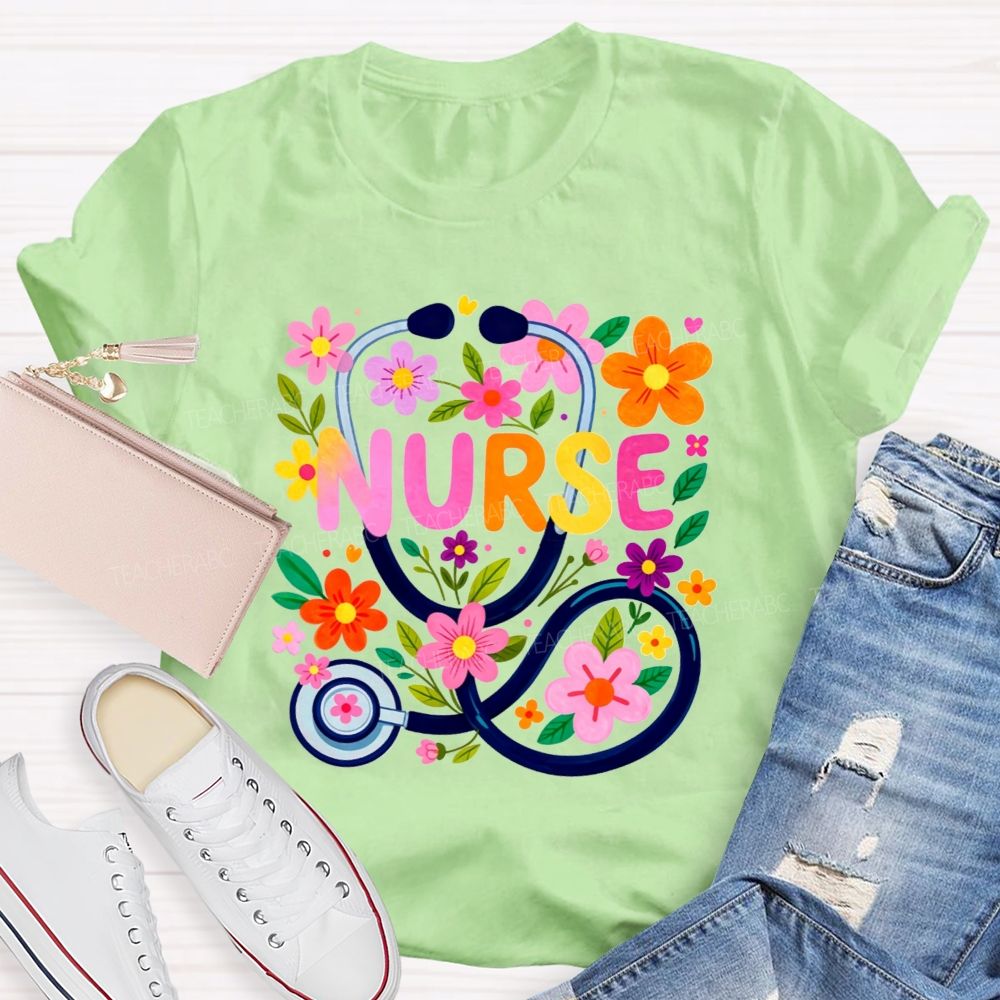 Nurse Life Surrounded By Blooms T-shirt