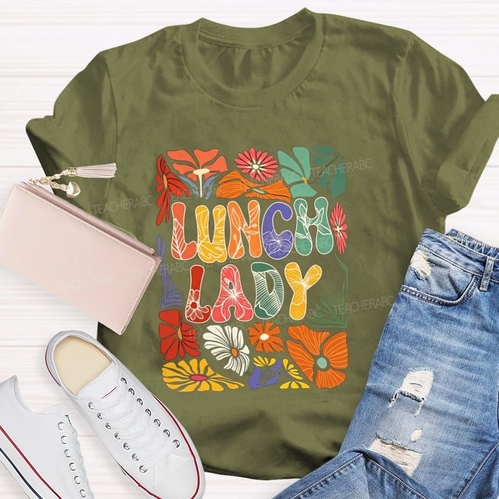 Floral Lunch Lady Life Wildflower T-shirt