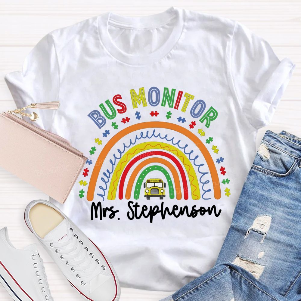 Personalized Name Bus Monitor Teacher T-Shirt