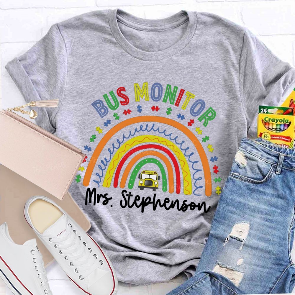 Personalized Name Bus Monitor Teacher T-Shirt