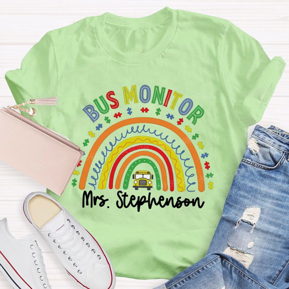 Personalized Name Bus Monitor Teacher T-Shirt