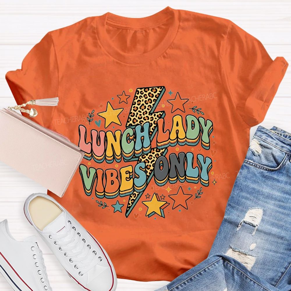 Lunch Lady Vibes Only Leopard Lightning Design T-shirt