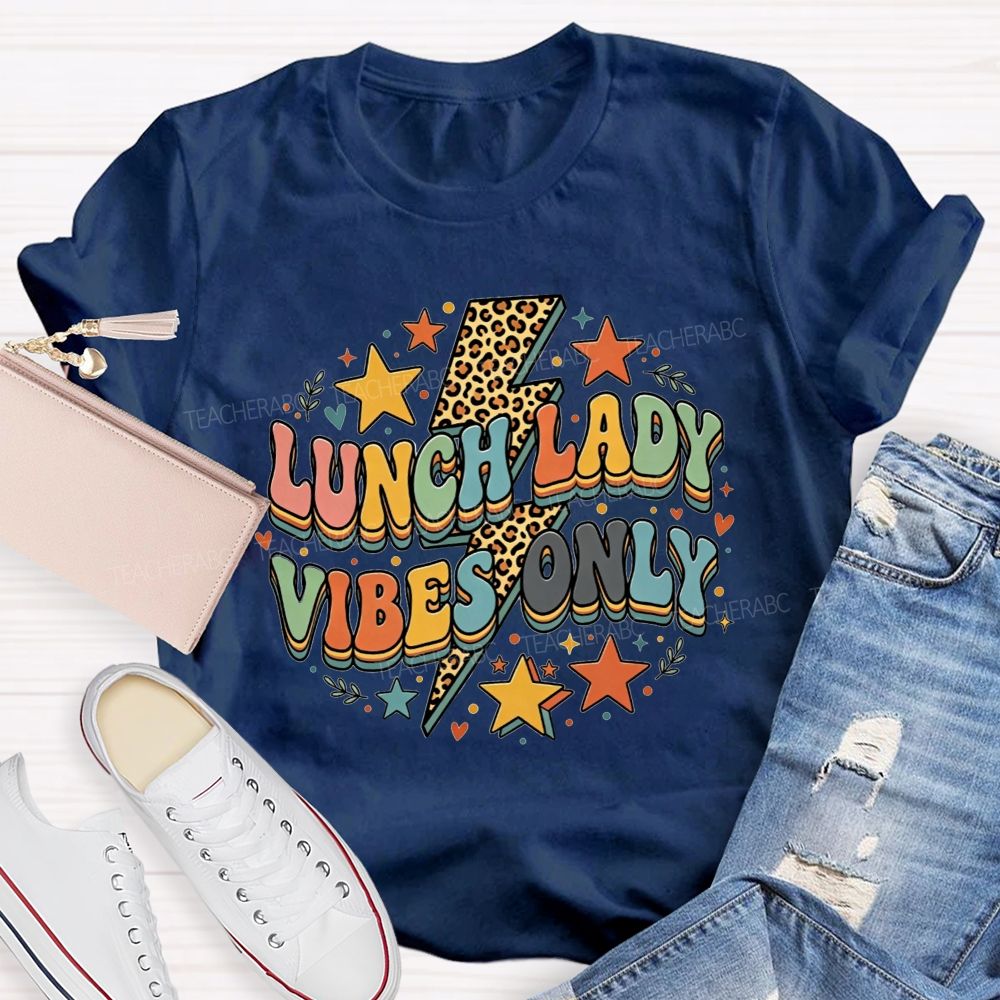 Lunch Lady Vibes Only Leopard Lightning Design T-shirt