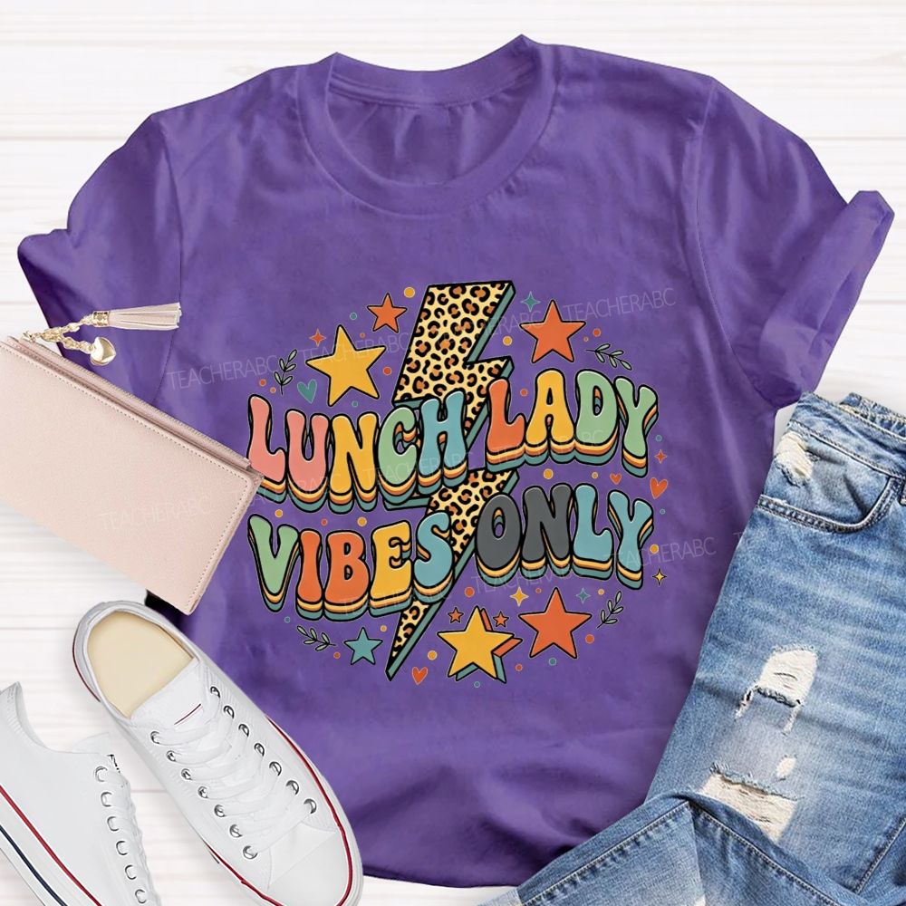 Lunch Lady Vibes Only Leopard Lightning Design T-shirt