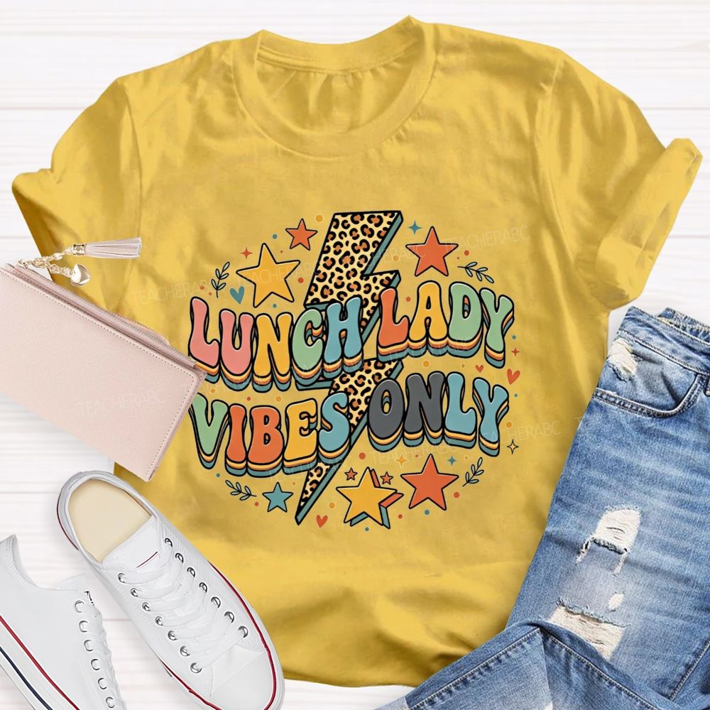 Lunch Lady Vibes Only Leopard Lightning Design T-shirt