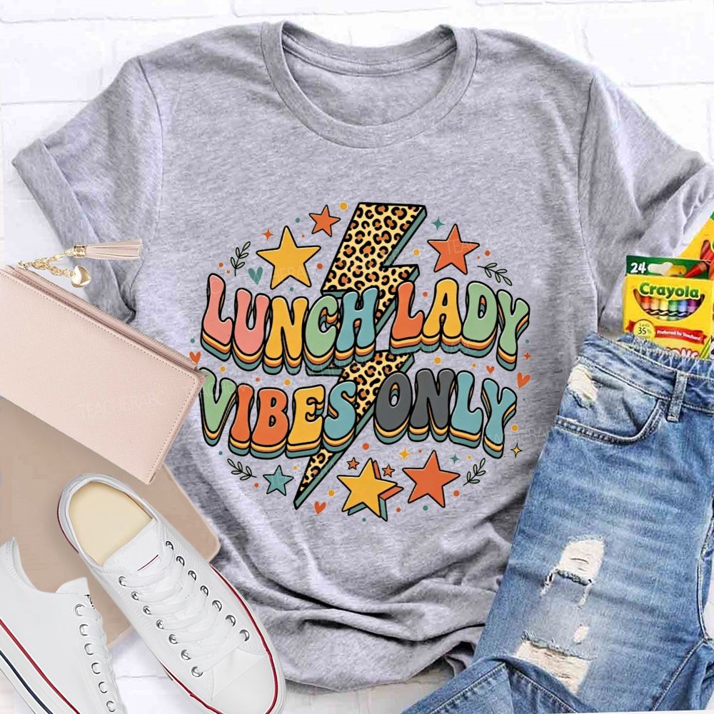 Lunch Lady Vibes Only Leopard Lightning Design T-shirt