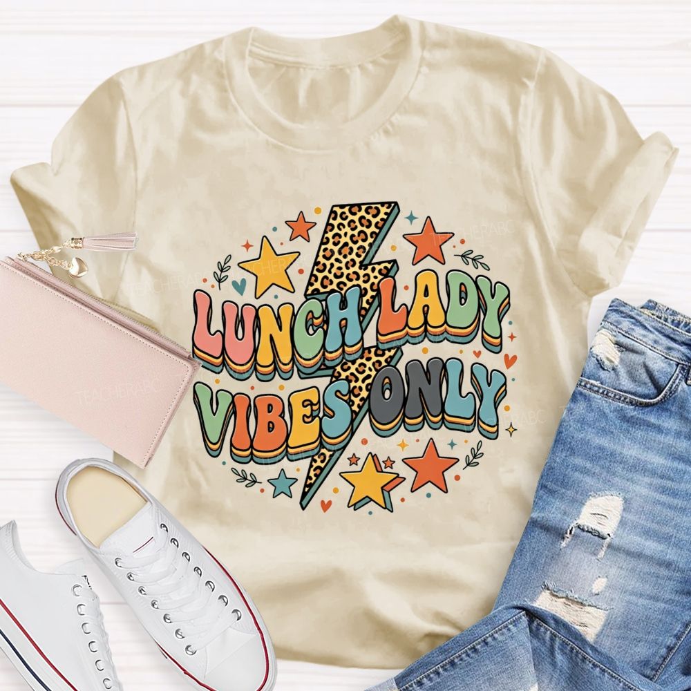 Lunch Lady Vibes Only Leopard Lightning Design T-shirt