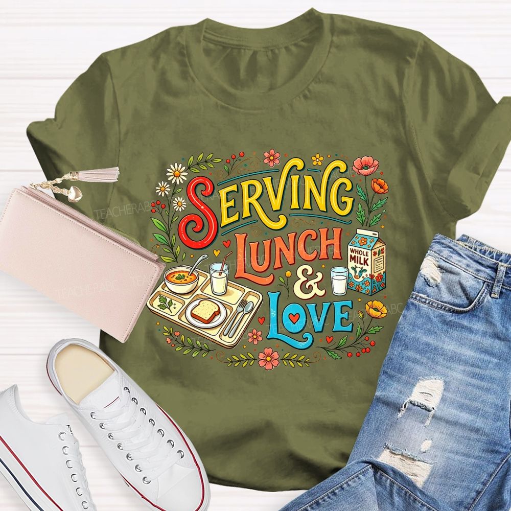 Lunch Lady Serving Lunch And Love T-shirt