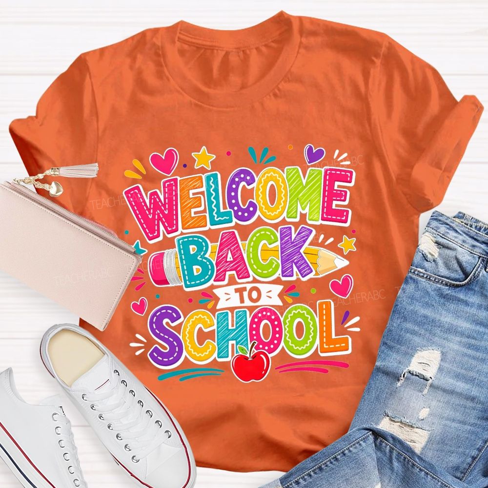 Welcome Back To School And Colorful Doodle Teacher T-shirt