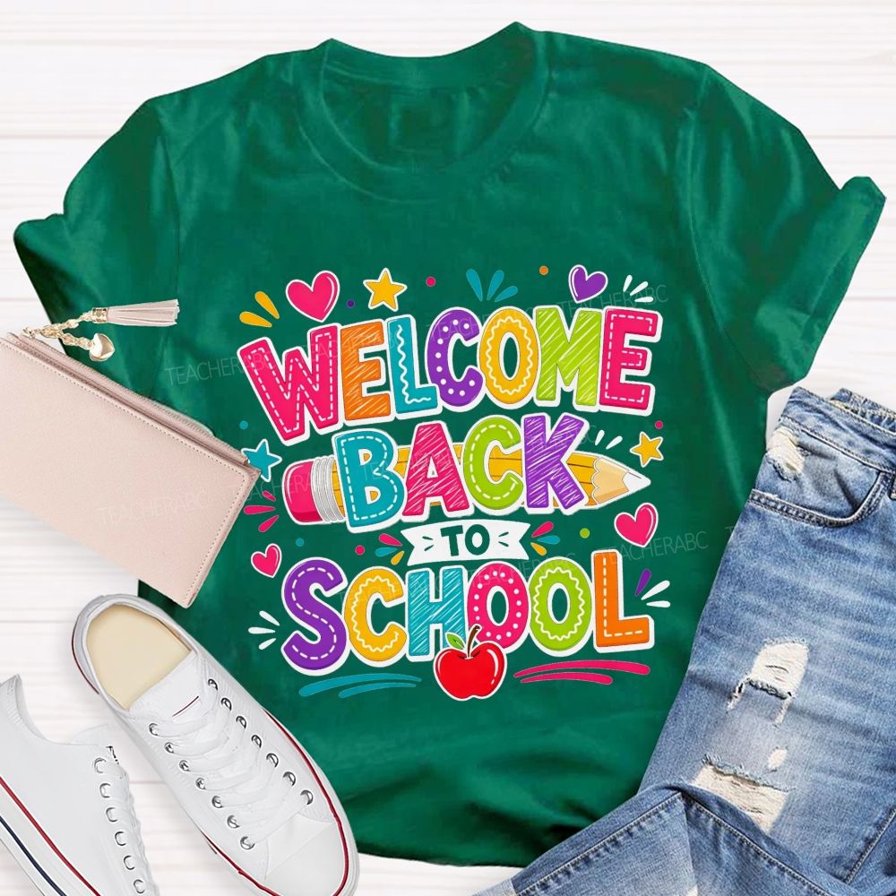 Welcome Back To School And Colorful Doodle Teacher T-shirt