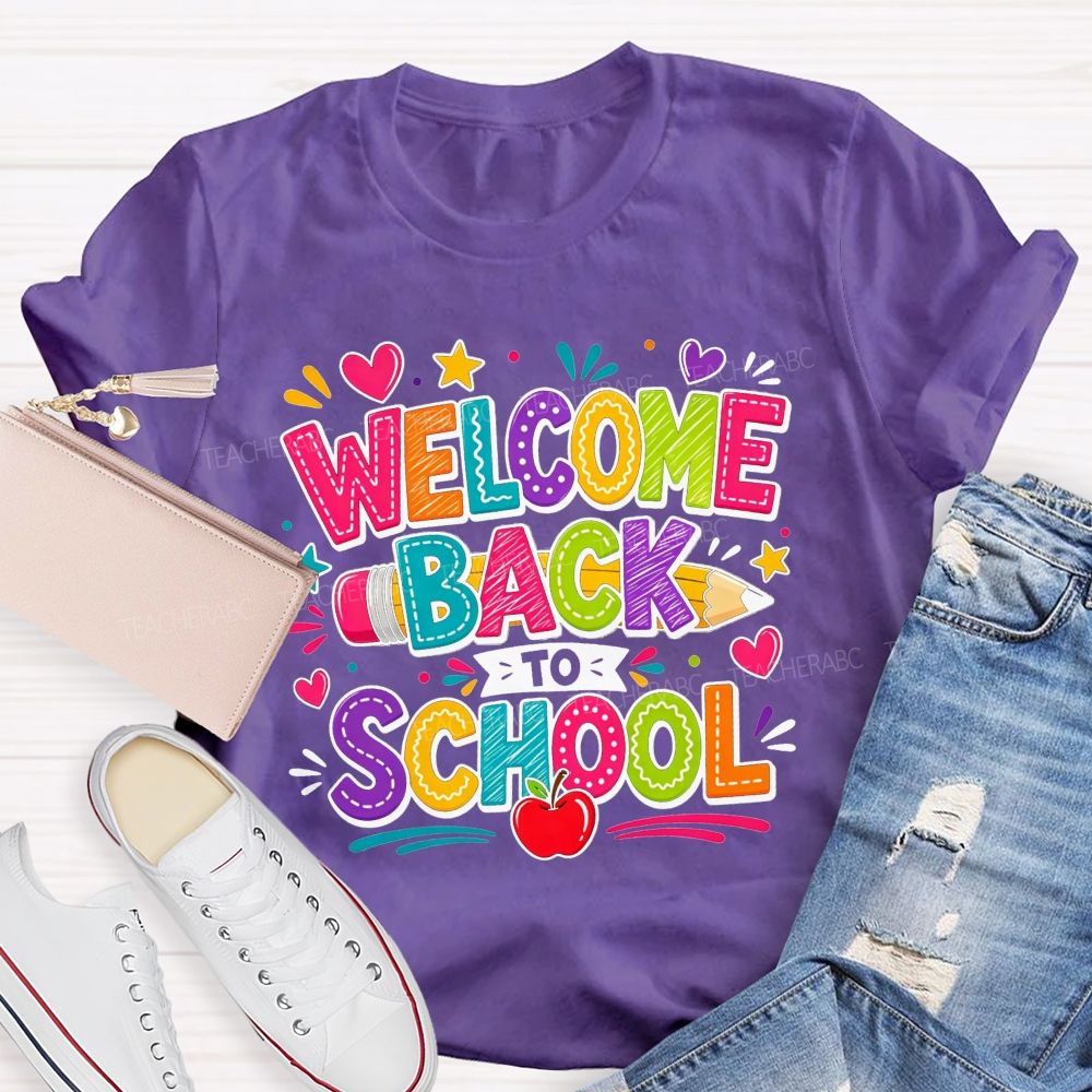 Welcome Back To School And Colorful Doodle Teacher T-shirt