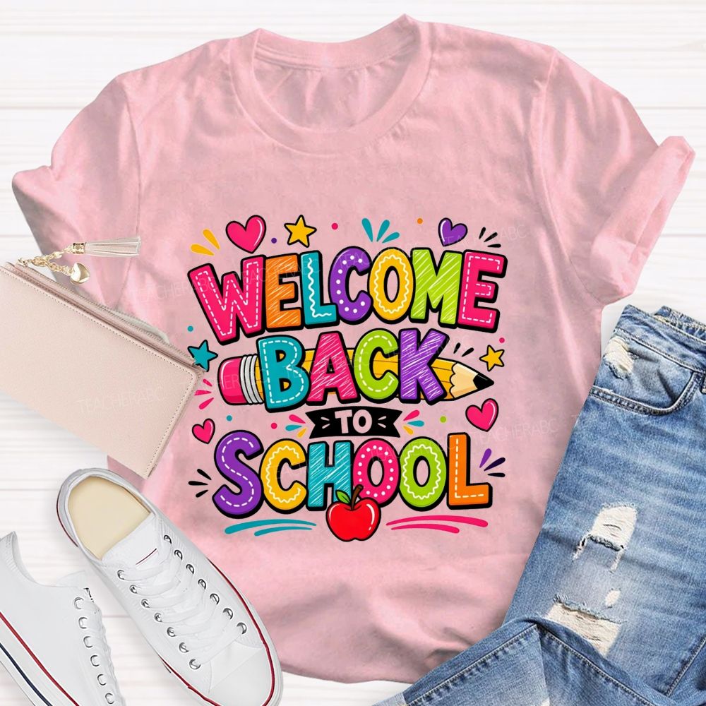 Welcome Back To School And Colorful Doodle Teacher T-shirt