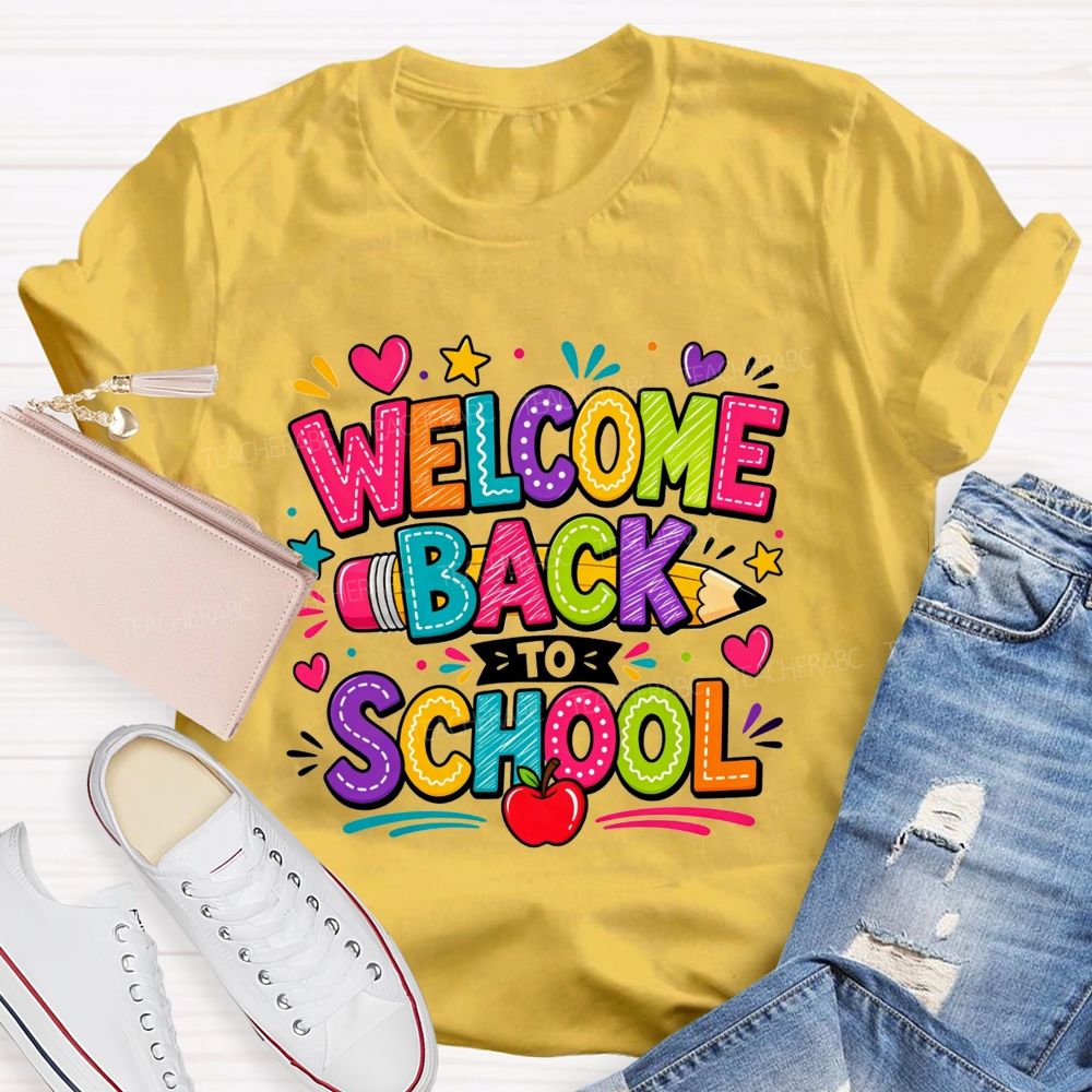Welcome Back To School And Colorful Doodle Teacher T-shirt