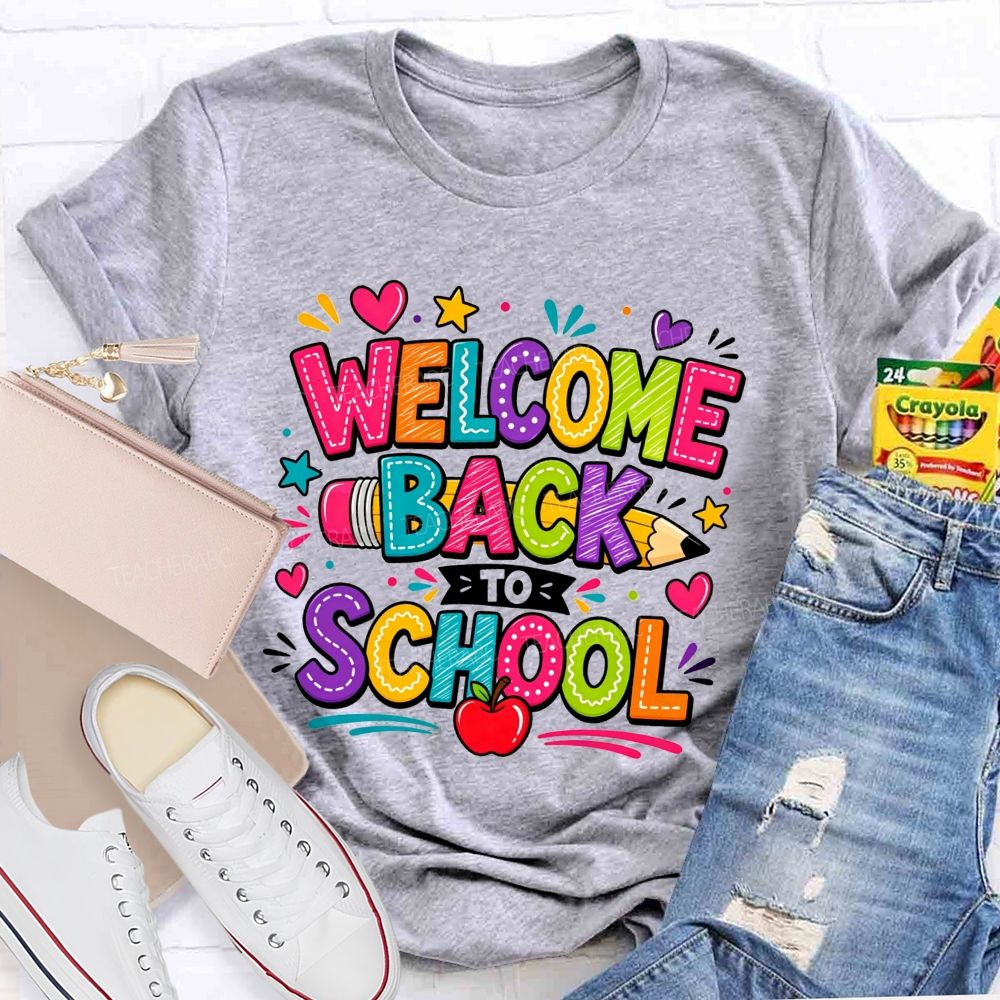 Welcome Back To School And Colorful Doodle Teacher T-shirt