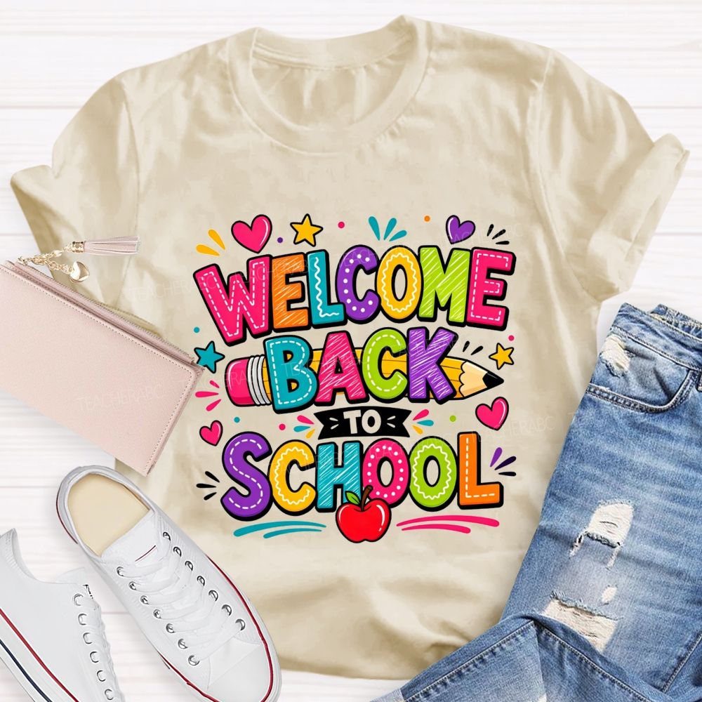 Welcome Back To School And Colorful Doodle Teacher T-shirt