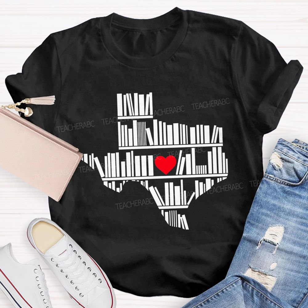 School Librarian Heart Book Lover Teacher T-shirt
