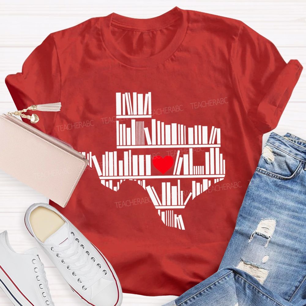 School Librarian Heart Book Lover Teacher T-shirt