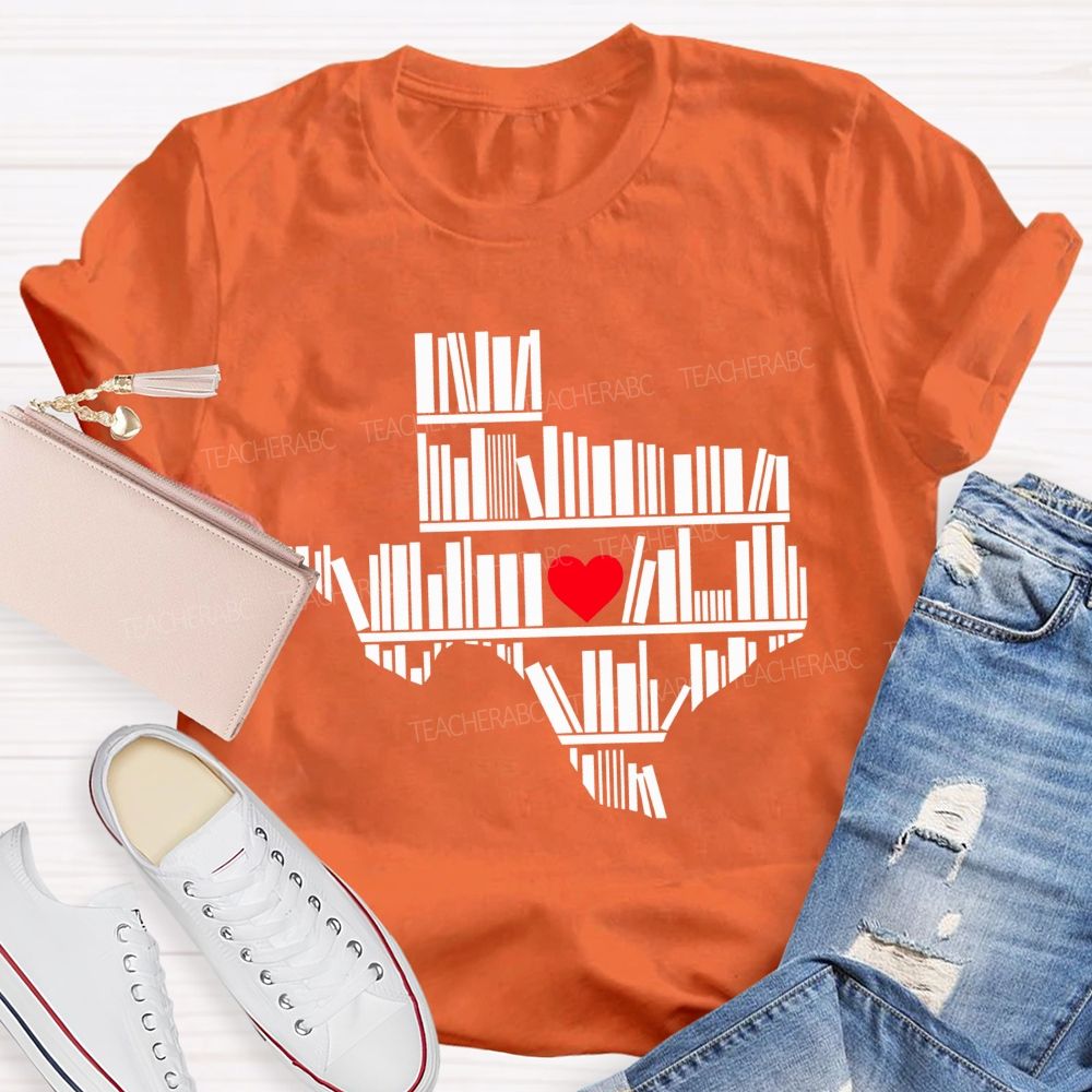 School Librarian Heart Book Lover Teacher T-shirt