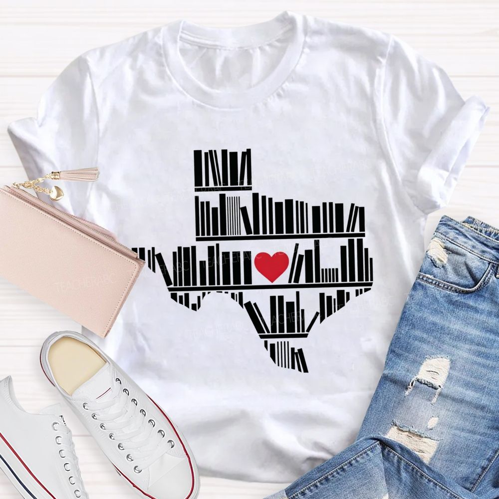 School Librarian Heart Book Lover Teacher T-shirt