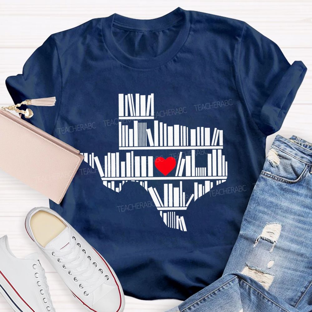 School Librarian Heart Book Lover Teacher T-shirt