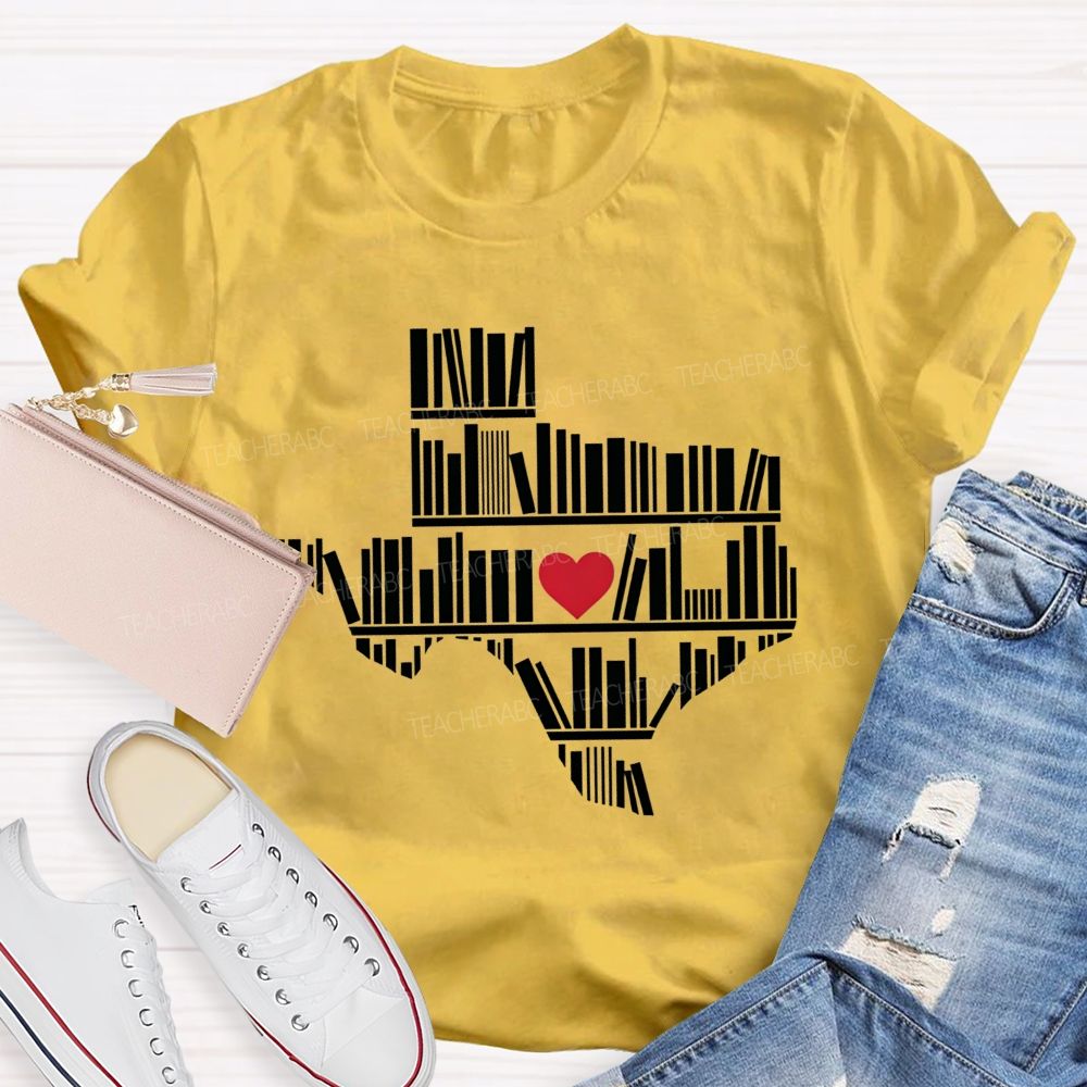School Librarian Heart Book Lover Teacher T-shirt