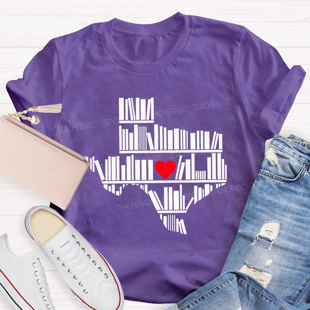 School Librarian Heart Book Lover Teacher T-shirt
