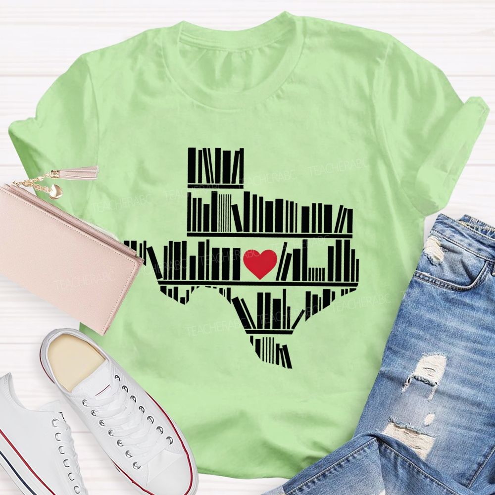 School Librarian Heart Book Lover Teacher T-shirt