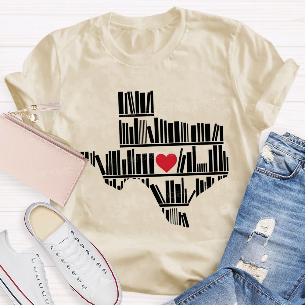 School Librarian Heart Book Lover Teacher T-shirt