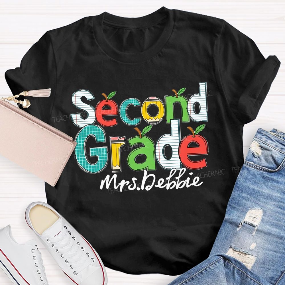Personalized Name Apple Design Back to School Shirt