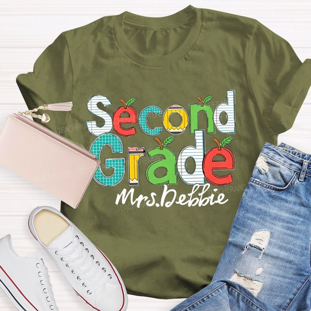 Personalized Name Apple Design Back to School Shirt