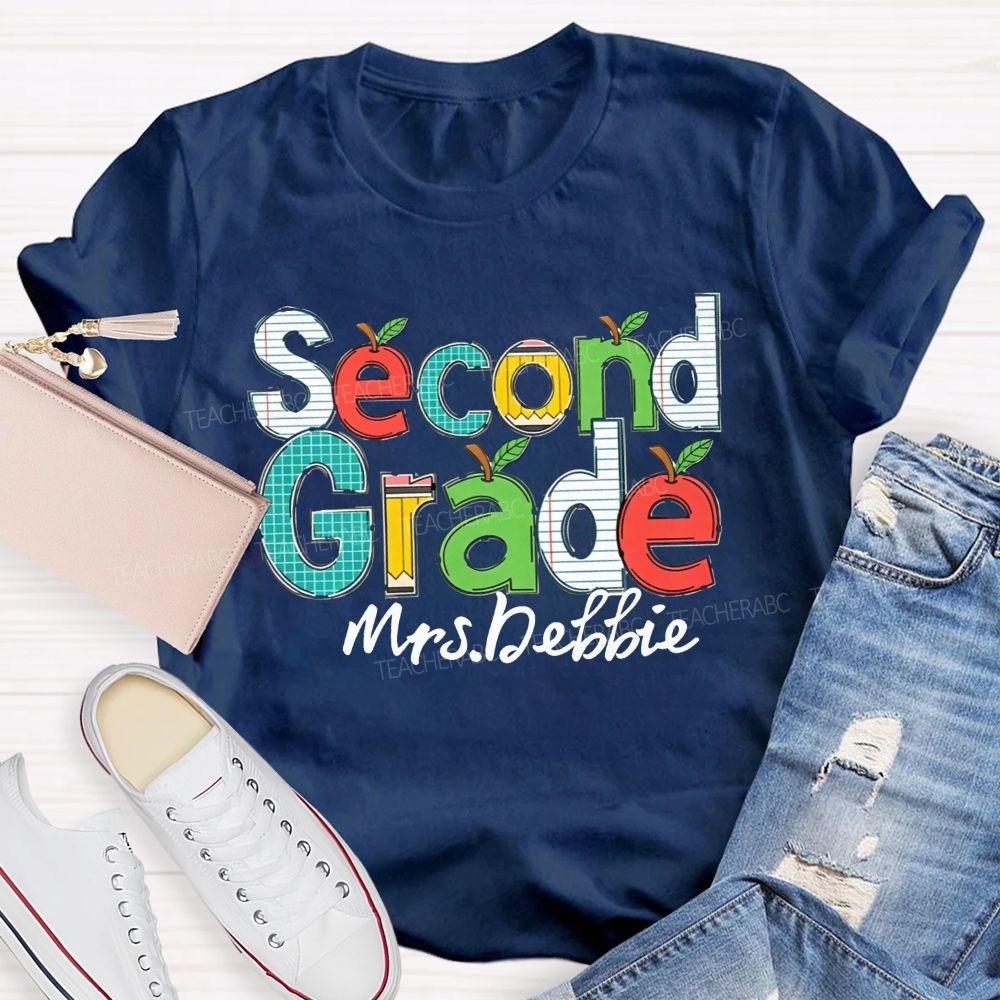 Personalized Name Apple Design Back to School Shirt