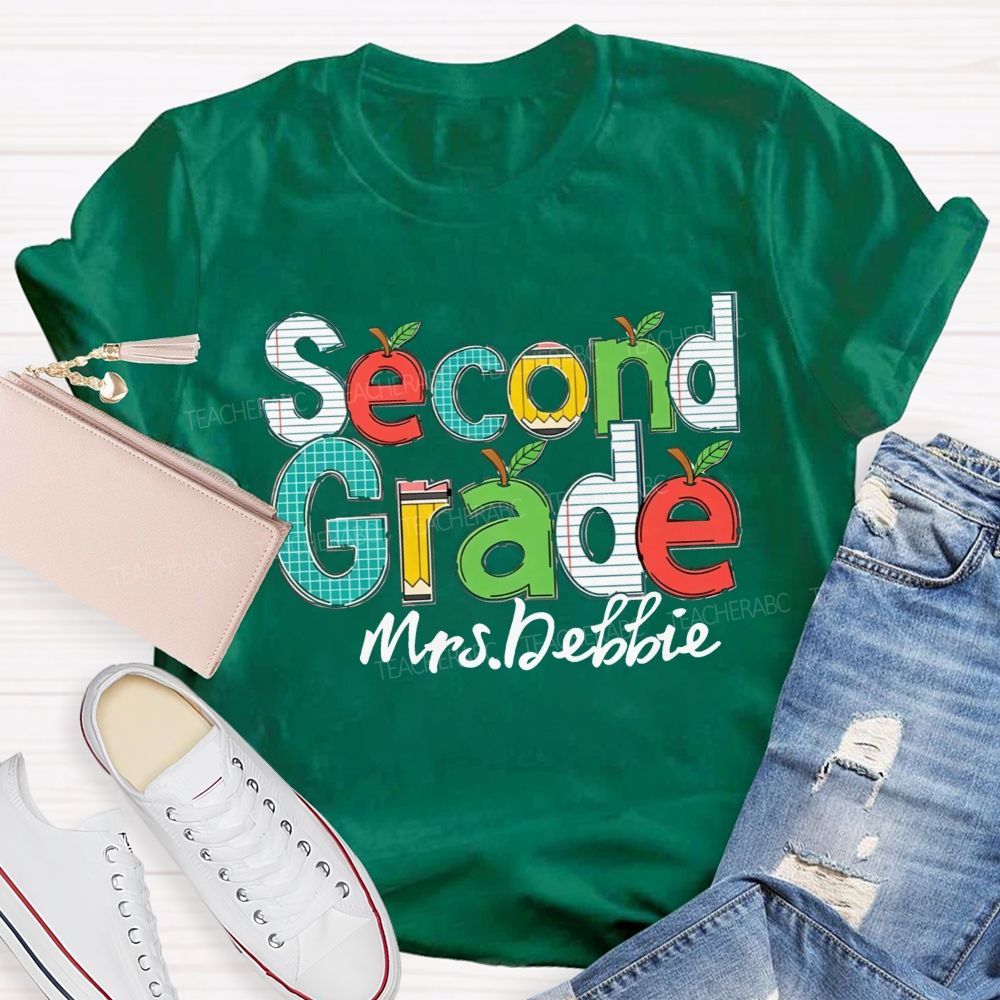 Personalized Name Apple Design Back to School Shirt